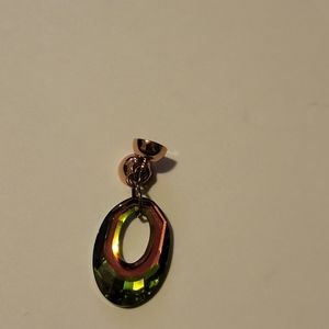 Maria Nicola Green Metallic Oval Cut-Out Pendant w/Rose Gold Magnets